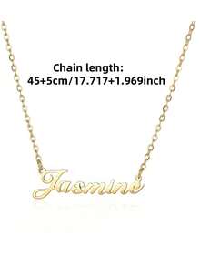 1 Peça Colar Personalizado com Nome Vazado Dourado e Prata, Colar Personalizado de Aço Inoxidável Dourado com Nome Vazado, Presente de Joia de Casamento, Natal para Amigas, Família, Irmãos, Esposas, Um Bom Presente Dourado, Rosa, Estiloso, Moda de Outono, Vintage, Unissex, Simples, Casual, Hipster, Gótico, Punk Personalizado, Único, Presentes Ideais para Ela