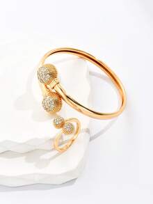 Khối Zirconia  Trang trí Vòng cửa tay áo & Nhẫn - Vàng - Xem 6