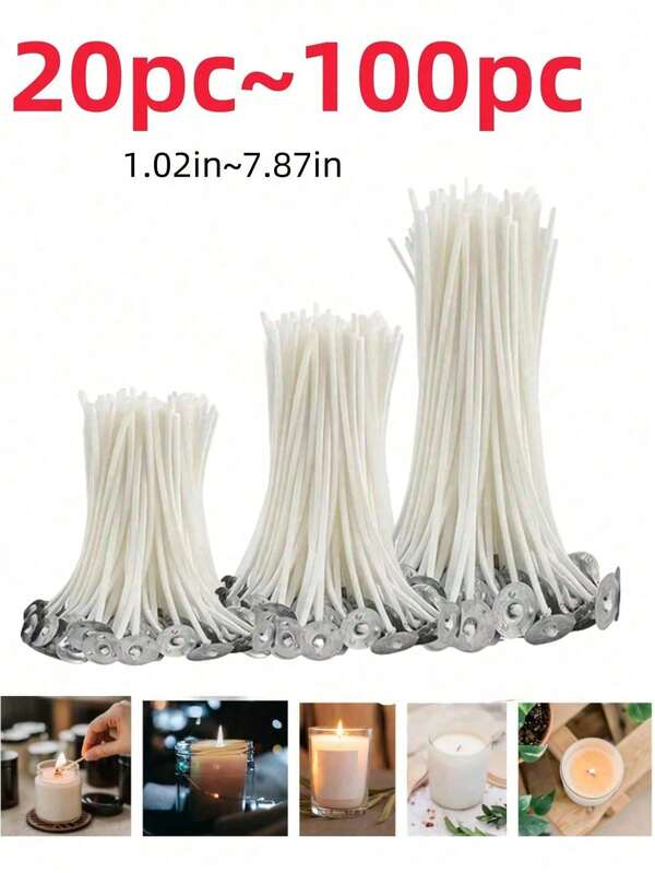 100 Sets Of Multi Size Candle Cores, Including 1.02 Inches~7.87 Inches, Made Of Cotton Material With Stable Combustion, Suitable For Handmade Candle And Aromatherapy Candle Production, Easy To Fix And Flame Resistant, Suitable For Candle DIY Enthusiasts, Handmade Shop Owners, Candle Makers, Aromatherapy Enthusiasts, Candles, Autumn Candles, Christmas Candles, Candles, Autumn Decorations, Candle Cores, Christmas, Christmas Decorations