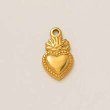 1pc Fashion Hot Selling Golden Heart Series Sacred Heart Rainbow Love Hundred Page Love Zirconia Heart Heart Lock Stainless Steel Pendant, Electroplated 18K Gold, DIY Jewelry Accessories, DIY Necklace Accessories, Bracelet Accessories, Keychain Accessories, Suitable For Daily Leisure Festivals As An Exquisite DIY Pendant To Wear.