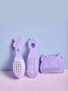 3pcs/Set Bear Shaped Baby Hair Brush Set, Newborn Infant Scalp Massage Comb Brush - Multicolor - View 20