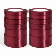 25 Yards/Roll Burgundy Satin Ribbon, Solid Shiny Fabric, Suitable For DIY Wedding Invitations, Bridal Bouquets, Gift Wrapping, Party Decorations, Sewing Crafts, Bridal Bouquet Accessories, Wedding Decorations - Burgundy - View 4