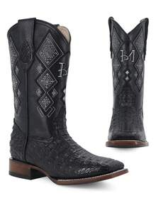 Bota Vaquera Para Caballero Piel Cocodrilo Genuino Alta Calidad Diseño Clásico Confortable Ajuste Perfecto Para Montar Resistente Al Desgaste Suela Antideslizante Ideal Para Uso Diario Ocasiones Especiales Estilo Vaquero Auténtico - Óxido marrón - Ver 4