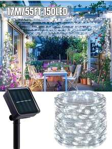 50/100/150/200/300 LED Solarne Dekoracyjne Lampki LED - 8 Trybów, IP65 Zewnętrzny Wodoodporny Sznur Świątecznych Lampek, Solarny Sznur Lampek LED z Miedzianym Drutem, Zewnętrzny Ogród, Dziedziniec, Choinka, Wesele, Kemping, Boże Narodzenie, Halloween, Zewnętrzny Sznur Lampek Solarnych (Ciepła Biel, Wielokolorowe, Białe, Czerwone, Różowe, Niebieskie)