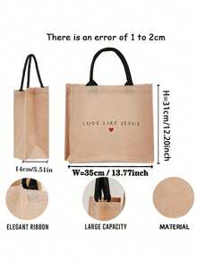 1 Pc Love Like Jesus Pattern Shopping Large Beach Bag Monogrammed Gift Tote Bag For Women, Travel Gift For Man Woman Christian  Inspirational Faith