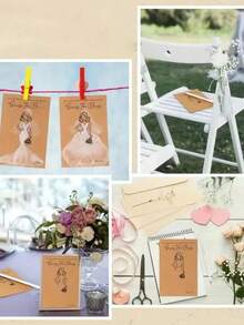 Juegos de ducha nupcial, el conjunto de juegos de regalo del vestido de la novia - Incluye 10 tarjetas y 10 lápices blancos para adivinanzas interactivas de los invitados, juegos de despedida de soltera, juegos de gallina, adecuados para decoraciones de fiestas de bodas y juegos interactivos divertidos para invitados, juegos de boda para diversión, artículos de fiesta DIY decoración de Halloween, Navidad y suministros para fiestas de cumpleaños - Multicolor - Ver 4