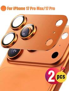 ZYONS 2pcs Camera Lens Protector For IPhone 17 Pro Max - Premium 9H Tempered Glass, Strong Adhesive | Compatible With Phone Cases | Anti-Scratch, Anti-Fingerprint, Anti-Dust | Full Coverage Protection Against Scratches And Impacts | High Transparency Lens Cover, Maintains Original Photo Quality | Ideal Halloween Gift For Family, Friends And Mobile Photography Enthusiasts, Available In Cosmic Orange/Silver/Blue - Multicolor - View 2