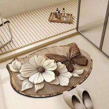 1pc Vintage Floral & Butterfly Bathroom Entrance Mat, Made Of Diatomaceous Earth, Absorbent Quick-Dry, Soft & Comfortable, Easy To Clean, Durable, Reusable, Bathroom Rug, Kitchen Mat, Bathroom Mat, Door Mat, Small Carpet, Carpet, Mat, Home Decor, Area Rug, Outdoor Mat, Bedroom Rug, Washable Carpet - Multicolor - View 5