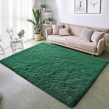 High Pile Fluffy Rug, Shaggy Long Pile Rug, Living Room, Anti-Slip For Bedroom, Modern Living Room Rug, Bed Rug, High-Pile Rug - 墨綠色 - 查看 5