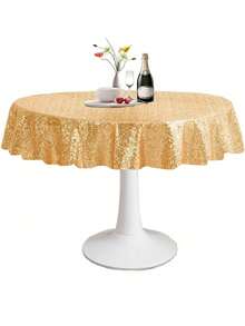 1 bucată față de masă cu sclipici auriu/argintiu, husă de masă metalică strălucitoare pentru petrecere de aniversare, Halloween, nuntă, decor pentru banchete la hotel, stil nordic
