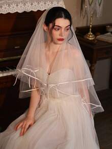 1pc Elegant Butterfly Veil Headpiece, French Retro Style, Suitable For Medium-Long Hair Brides, Wedding Dress Accessories