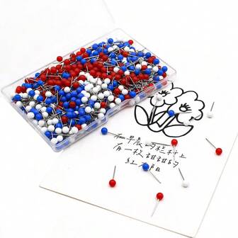 500pcs Mixed-Color Map Pins 4x15mm Fishing Tackle Pearl Pins Cork Board DIY Paper Fixing Pins