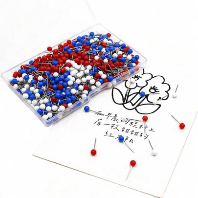 500pcs Mixed-Color Map Pins 4x15mm Fishing Tackle Pearl Pins Cork Board DIY Paper Fixing Pins