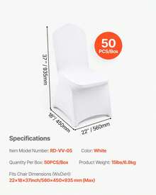 50 Pack Elastic Spandex Chair Covers For Folding Chairs, Universal Fit, Removable & Washable Slipcovers, For Weddings, Holidays, Banquets, Parties - 50Pcs Klappstühle - 查看 7