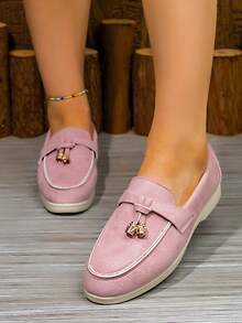 Women's Casual Slip-On Flat Shoes, Solid Color Minimalist Design, Suitable For Sports, Dance, Daily Wear, Spring/Autumn