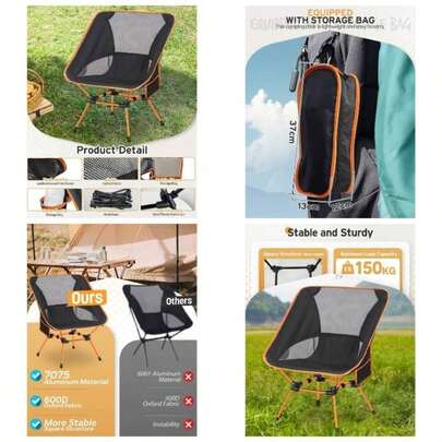 Compact Lightweight Folding Camping Chair Adults - Portable Outdoor Recliner With Carry Bag, Hiking, Fishing, And Backyard Relaxation Blue