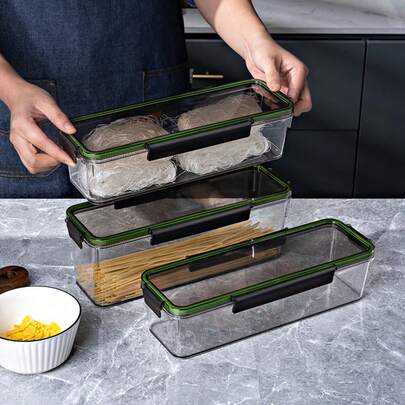 1 قطعة صندوق تخزين المعكرونة/المعكرونة ذو السعة الكبيرة للمطبخ، حاوية منظمة للحبوب/الأعشاب محكمة الإغلاق