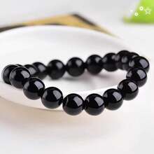 Hicarer 2pcs Shungite Bracelet Black Shungite Beads Crystal Stretchy Stones Bracelets Jewelry Powerful Defender Spiritual Healing Chakra Balance For Men Women