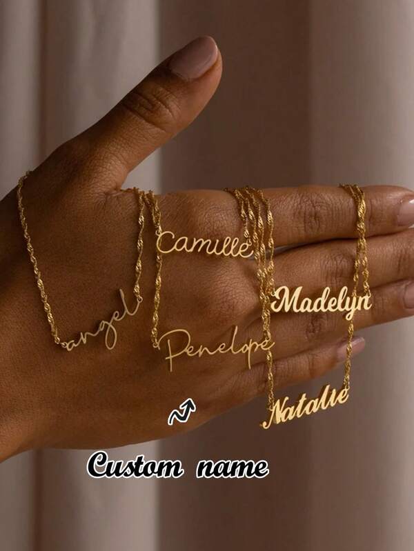 1 pezzo Collana personalizzata con nome, collana con catena a torsione lucida, collana con nome personalizzato, collana con nome placcata in oro 18K, regalo di compleanno per lei, adatta per uso quotidiano
