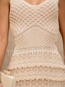 Women's Midi Dress, Lace Tricot, Party, Beach, Sophisticated, New Year's Eve, Christmas, Holidays, Beach, Wedding, Godmother - 沙 - 查看 3