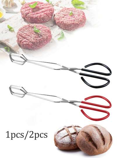 1pc/2pcs Stainless Steel Scissor Tongs Cooking Tongs Set,Stainless Steel Kitchen Tongs,Suitable For Cooking,Grilling,Serving And Barbecue (12 Inch)