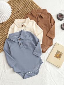 3件套男婴春秋季半开领连体衣，婴儿连体衣，宝宝连体衣