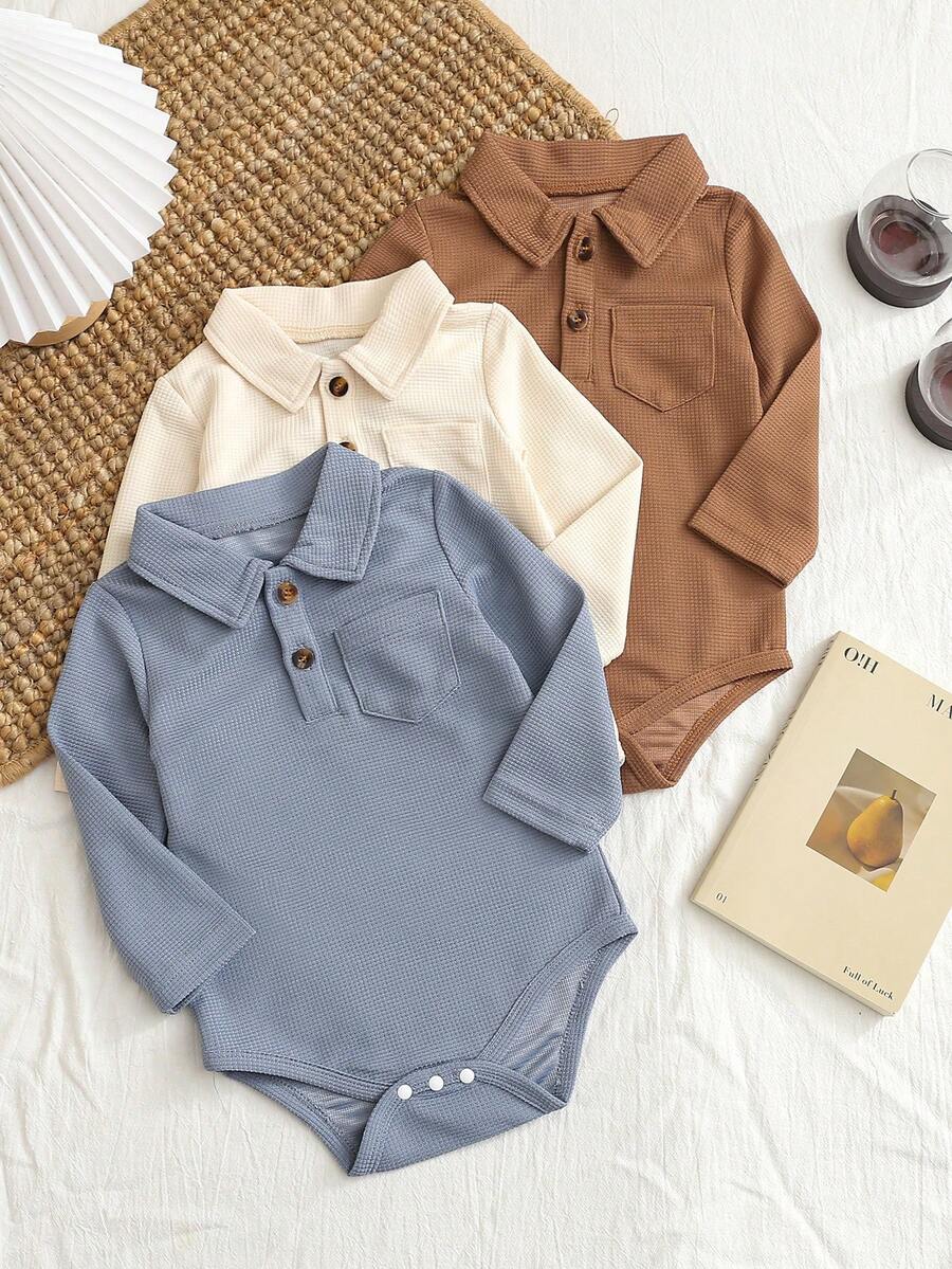 3件套男婴春秋季半开领连体衣，婴儿连体衣，宝宝连体衣