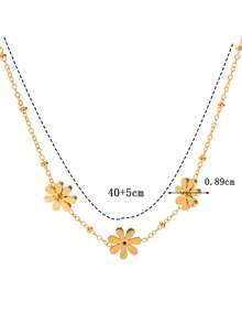 قلادة نسائية من الفولاذ المقاوم للصدأ بتصميم زهري - مجوهرات بوهيمية عتيقة متعددة الطبقات، 3 قلادات زهرية ذهبية، تصميم سلسلة رقيق، مناسبة للارتداء اليومي والحفلات، هدية عيد الميلاد، للاستخدام طوال العام، إكسسوار متعدد الاستخدامات، أناقة بوهيمية أنيقة