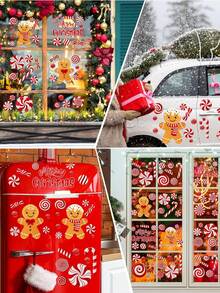 9 Weihnachts-Fensteraufkleber Lebkuchenmännchen Bonbon Fensteraufkleber, Weihnachts-rote Bonbon-Aufkleber, geeignet für Weihnachts-Heim- und Bürodekoration, Winterliche Glasfenster-Dekoration, Weihnachts-Fensterrahmen Lebkuchenmännchen Bonbon Fensteraufkleber, Weihnachts-rote Bonbon-Aufkleber, geeignet für Weihnachts-Heim- und Bürodekoration, Winterliche Glasfenster-Dekoration