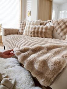 1 件厚毛绒沙发垫套，四季沙发座椅保护套，现代简约沙发套，防尘可洗，柔软防褪色，宠物友好，适合 L 型沙发和 1/2/3/4 座沙发，卡其色 - 卡其色 - 查看 6