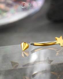 Solid Titanium Eyebrow Rings And Heart Labret Jewelry, 16G - 金星 - 查看 5