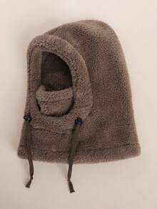 1个纯色儿童毛绒耳罩，带帽子，适合保暖和日常旅行 - 毛絨套頭帽 - 查看 15