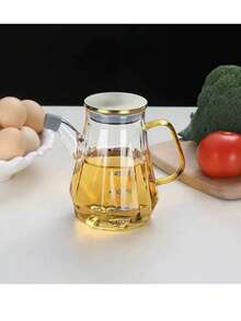 1个创意钻石纹硼硅酸盐玻璃油瓶，防漏玻璃油壶，适用于厨房盛放酱油、醋、食用油和调味料 - 彩色 - 查看 15