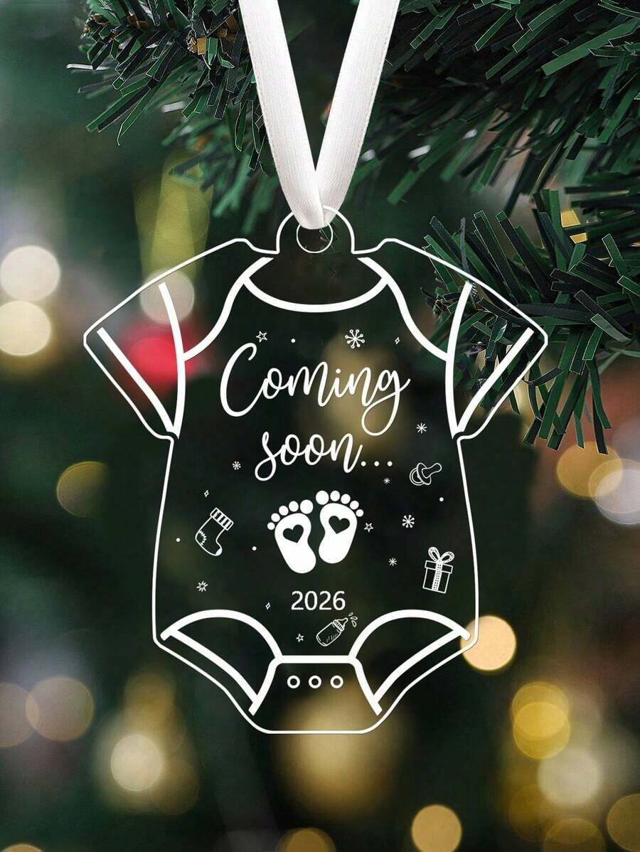 Upcoming 2026 Transparent Acrylic Decoration, Pregnancy Announcement, Gift For New Parents, Christmas Tree Hanging Decor, Gift For Expectant Parents, Baby Shower Gift, Home Decor Party Holiday Decoration - Color - View 1