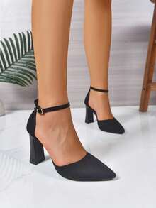 Women's Fashion Single Strap Closed Toe High Heels - Elegant Pointed Toe Pumps With Comfortable Heel, Perfect For Office, Dating, Or Evening Events