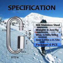 Quick Link, 304 Stainless Steel D Shape Locking Carabiner Keychain Buckle For Hiking Gym Set Of 6 - M3.5 18Pack - View 9