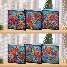 6 buc/set colorat floral, inimă, model drăguț de zână cu diamant pictură DIY mozaic asimetric cu diamant cristal card kit - exprimă dragoste nerostită și sentimente romantice pentru sărbători