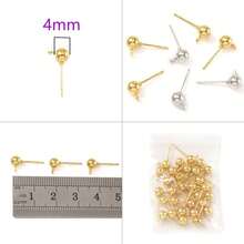 120 piezas de aretes de bola hipoalergénicos y tapones para los oídos para hacer joyas, postes de aretes de bola redondos, aretes de bola con bucles y respaldos de aretes transparentes, adecuados para manualidades de joyería DIY, 20 piezas de aretes, 100 piezas de tapones para los oídos - Multicolor - Ver 6
