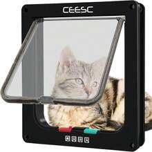 Cat Flap Door Magnetic Pet Door With 4 Way Lock For Cats, Kitties And Kittens, 2 Sizes And 2 Colors Options (L- Inner Size: 7.08"(W) X 7.48"(H), Black),21789871