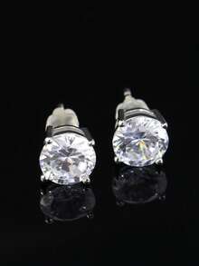 1 Pair 2 Carat Moissanite Luxury Round Cut Moissanite 925 Sterling Silver Stud Earrings, Suitable For Women & Girls, Christmas, Thanksgiving Gift, Prom, Wedding Jewelry