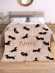 1 Peça Cobertor Personalizado com Texto da Família, Cobertor com Texto Personalizado, Padrão de Cachorro Dachshund, Cobertor Memorial. Adequado para Natal, Dia dos Namorados, Dia das Mães, Adultos, Natal, Leve, Cobertor de Estimação, Cobertor Personalizado, Cobertor Personalizado com Foto, Cobertor Personalizado, Adequado para Dia das Mães, Aniversário, Dia dos Pais, Formatura, Casamento, Natal, Halloween, Aplicável à Sala de Estar, Cama, Carro, Quarto, Sala de Estar, Cobertor de Sofá, Tapete, Cobertor Familiar