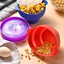 Heat-Resistant Foldable Microwave Popcorn Bowl With Lid