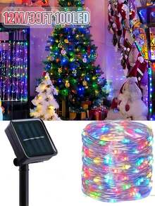 50/100/150/200/300 LED Solarne Dekoracyjne Lampki LED - 8 Trybów, IP65 Zewnętrzny Wodoodporny Sznur Świątecznych Lampek, Solarny Sznur Lampek LED z Miedzianym Drutem, Zewnętrzny Ogród, Dziedziniec, Choinka, Wesele, Kemping, Boże Narodzenie, Halloween, Zewnętrzny Sznur Lampek Solarnych (Ciepła Biel, Wielokolorowe, Białe, Czerwone, Różowe, Niebieskie)