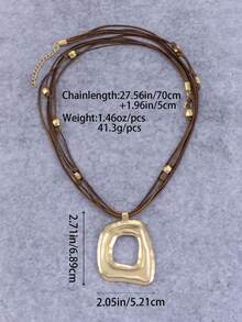 1PC Retro Simple Elegant Luxury Bohemian Matte Gold Asymmetric Geometric Hollow Square Pendant Necklace With Metal Chain, Perfect For Women's Daily Wear And Beach Styling Halloween Christmas Mother's Day Gift