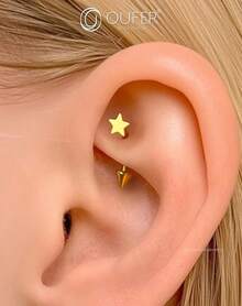Solid Titanium Eyebrow Rings And Heart Labret Jewelry, 16G - 金星 - 查看 8