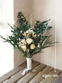 1 Bouquet Of Mixed Flowers Of Baby's Breath, Eucalyptus And Lemongrass, Natural Plant Bouquet, Suitable For Table Vase Flower Arrangement, Wedding Flowers, Bridal Bouquets, Home Office Flowers, And Party Flowers