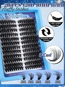 192/216 szt. puszystych kępek rzęs 50D/60D/80D/100D pojedyncze rzęsy grube kępki przedłużanie rzęs rzęsy typu D kępki pojedyncze rzęsy 10-18 mm rzadkie kępki rzęs kępki rzęs, kępki rzęs, pojedyncze rzęsy, rzęsy, sztuczne rzęsy