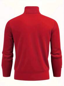 GRDR Maglione a collo alto nuovo per autunno/inverno, maglia casual per uso quotidiano - Rosso - Visualizzare 6