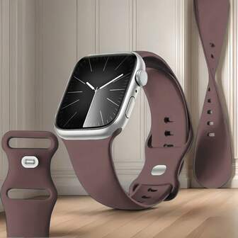 1 件男女通用时尚休闲纯色硅胶蝴蝶扣表带，兼容 38 毫米 40 毫米 41 毫米 45 毫米 46 毫米 44 毫米 42 毫米 49 毫米，柔软舒适防水腕带，兼容 系列 SE8/7/6/5/4/3/2/1 替换表带配件