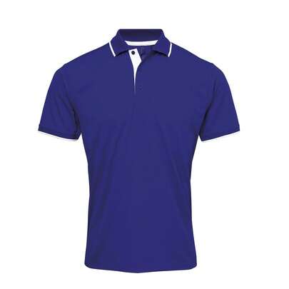 Yoko Mens Contrast Coolchecker Polo Shirt (Royal/White) - 100% Polyester - (RW5520)
